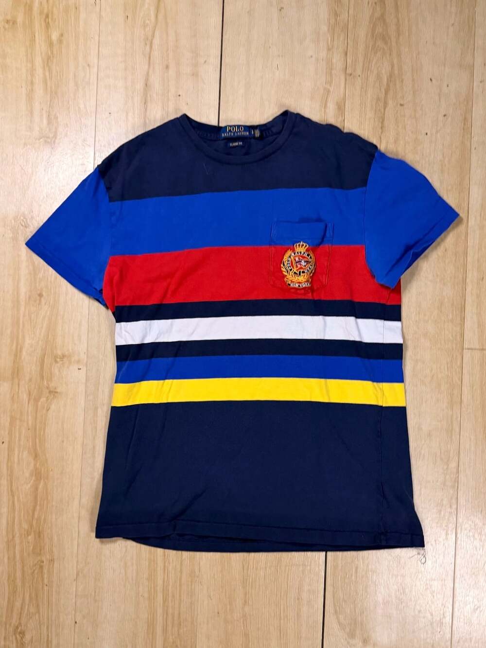 Polo Ralph Lauren Crest Pocket Striped T-Shirt Size XL Navy Multi